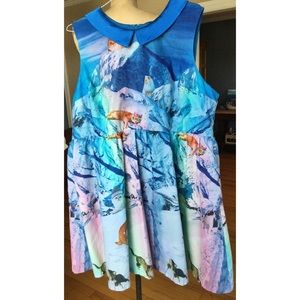 Modcloth Whimsy Without End Cat Snow Dress 4X